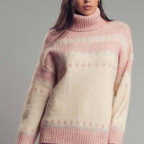 Relaxed Fit Fair Isle Turtleneck Sweater