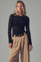 Romantic Floral Stretch Lace Layering Top