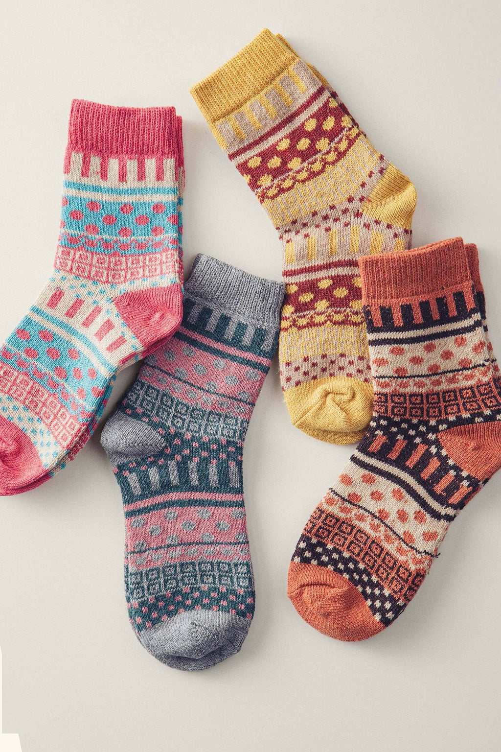 Colorful Fair Isle Knit Socks