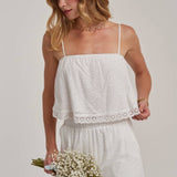 EYELET LACE CROPPED CAMI TOP AND WIDE LEG PANTS SUMMER SET