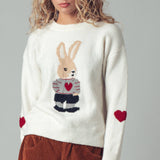 Bunny Motif Heart Sweater