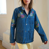 Floral Embroidered Denim Jacket - RJ1130