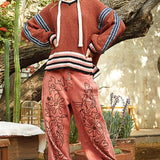 Floral Embroidered Twill Pants