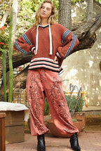 Floral Embroidered Twill Pants