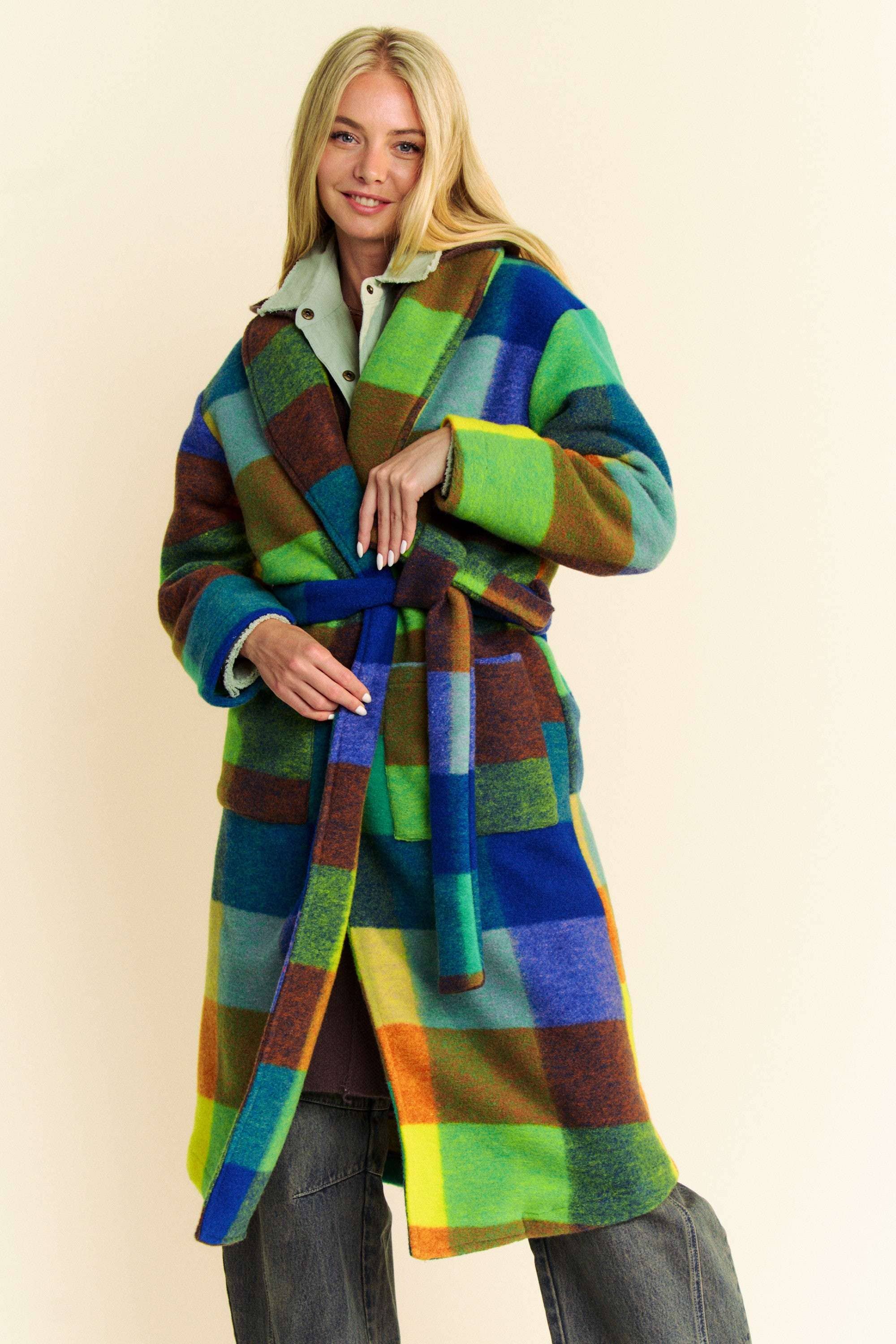 Multi Color Checker Coat