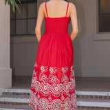 Scalloped Eyelet Embroidered Midi Dress