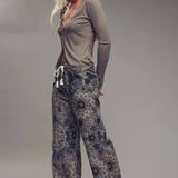 Boho Print Wide-Leg Lounge Pants