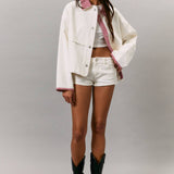 JACKET WITH GINGHAM CONTRAST