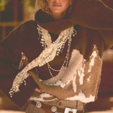 Mountains Fuzzy Jacquard-Knit Turtleneck Sweater