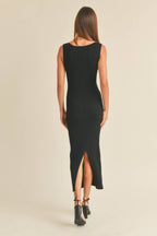 Ribbed High Neck Knit Maxi Dress
