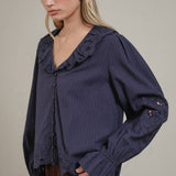 Embroidered Eyelet Collar Blouse - RT1180