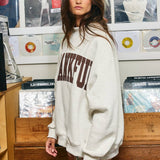 IT2594E-THANKFUL | Applique Embroidery Mock Neck Sweatshirt
