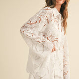 Floral Eyelet Pattern Shirt
