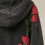 Floral Embroidered Zip-Up Hoodie