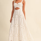 ID10399 EMBROIDERED CUTWORK BUSTIER FLARE LONG DRESS WITH MI