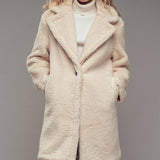 Cozy Longline Notched Lapel Teddy Coat