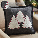 3 Christmas Trees Black Woven Pillow