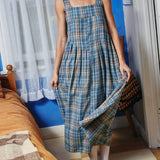 Plaid Cotton Midi Dress