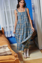 Plaid Cotton Midi Dress