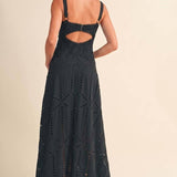 ID10399 EMBROIDERED CUTWORK BUSTIER FLARE LONG DRESS WITH MI