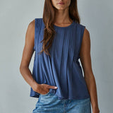 L9117 | Knit Rayon Spandex Jersey Round Neck Sleeveless Top