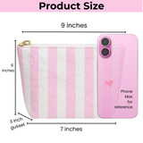 Preppy stripe pouch + cosmetic bag pink & white tyvek