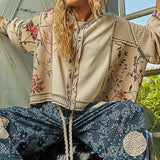 Floral Panel Knit Hoodie