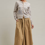 Leopard Print Knit Cardigan with Gold Buttons