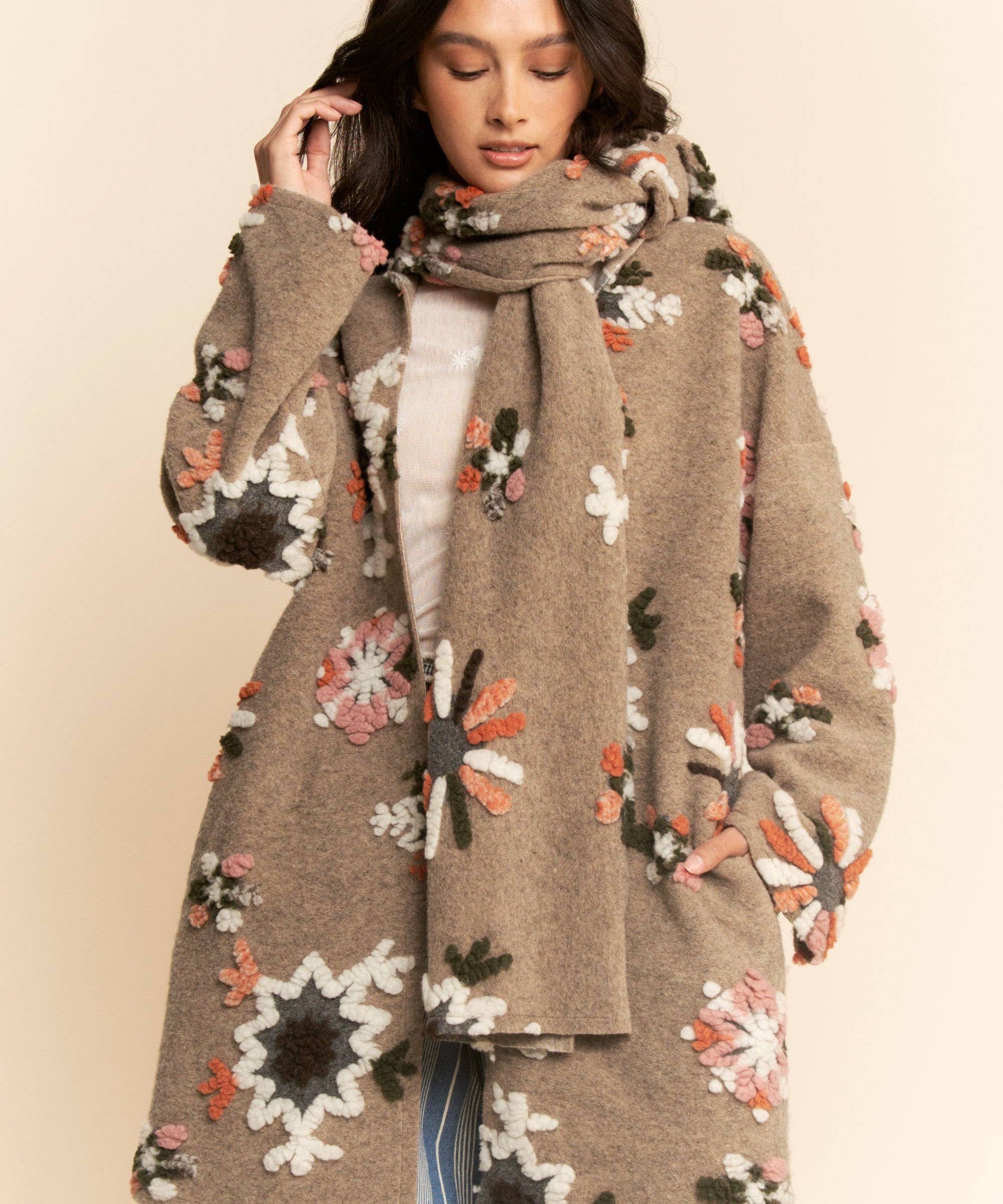 Chunky Embroidered Snow Cardigan