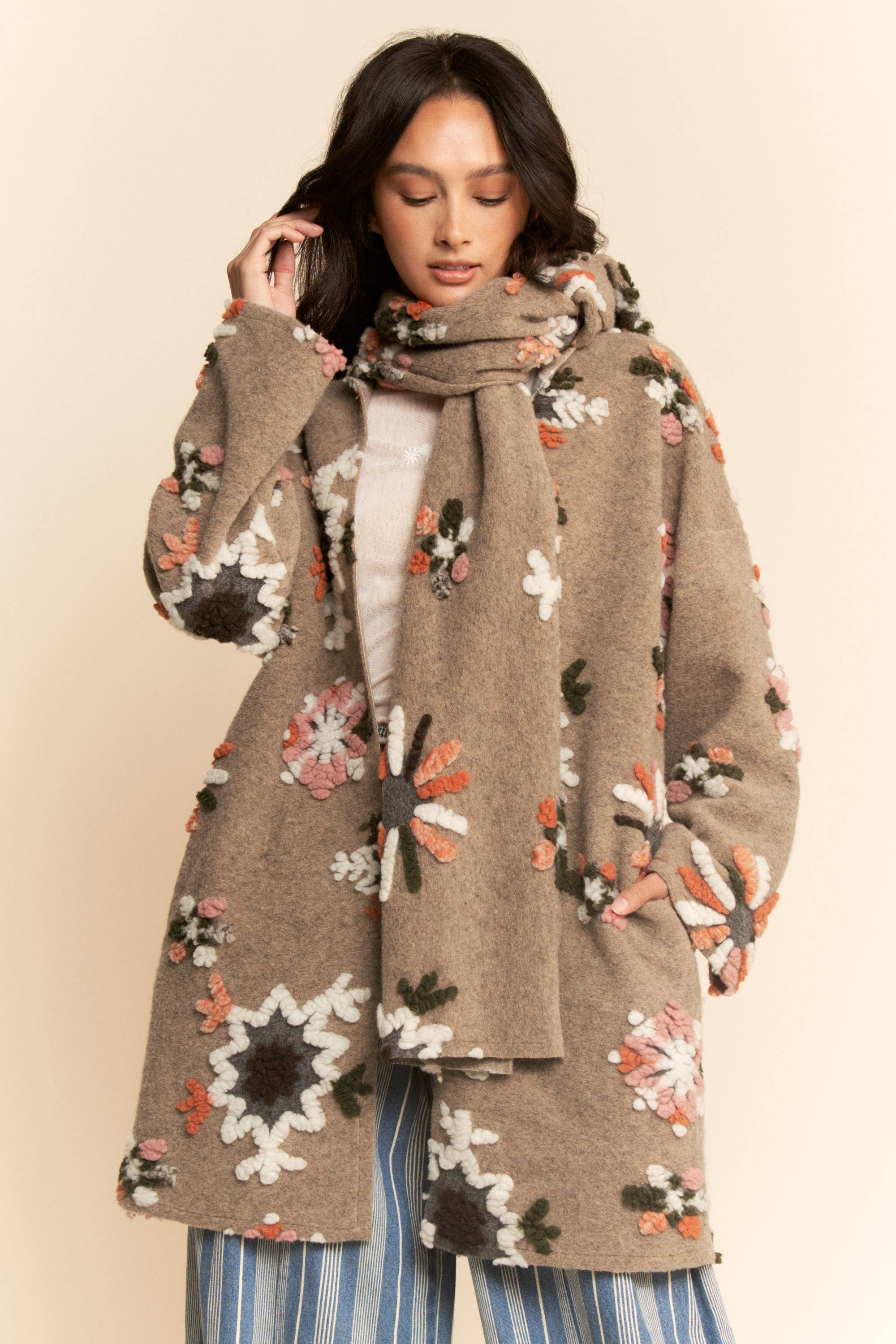 Chunky Embroidered Snow Cardigan