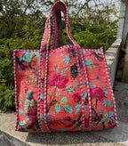 Bird Print Cotton Tote Bag