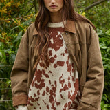 Cotton Collared Brown Denim Jacket