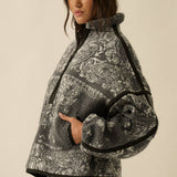 Floral Sherpa Fleece Half-Zip Pullover Jacket
