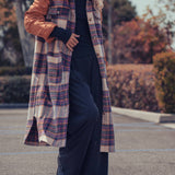 Plaid Patchwork Longline Coat