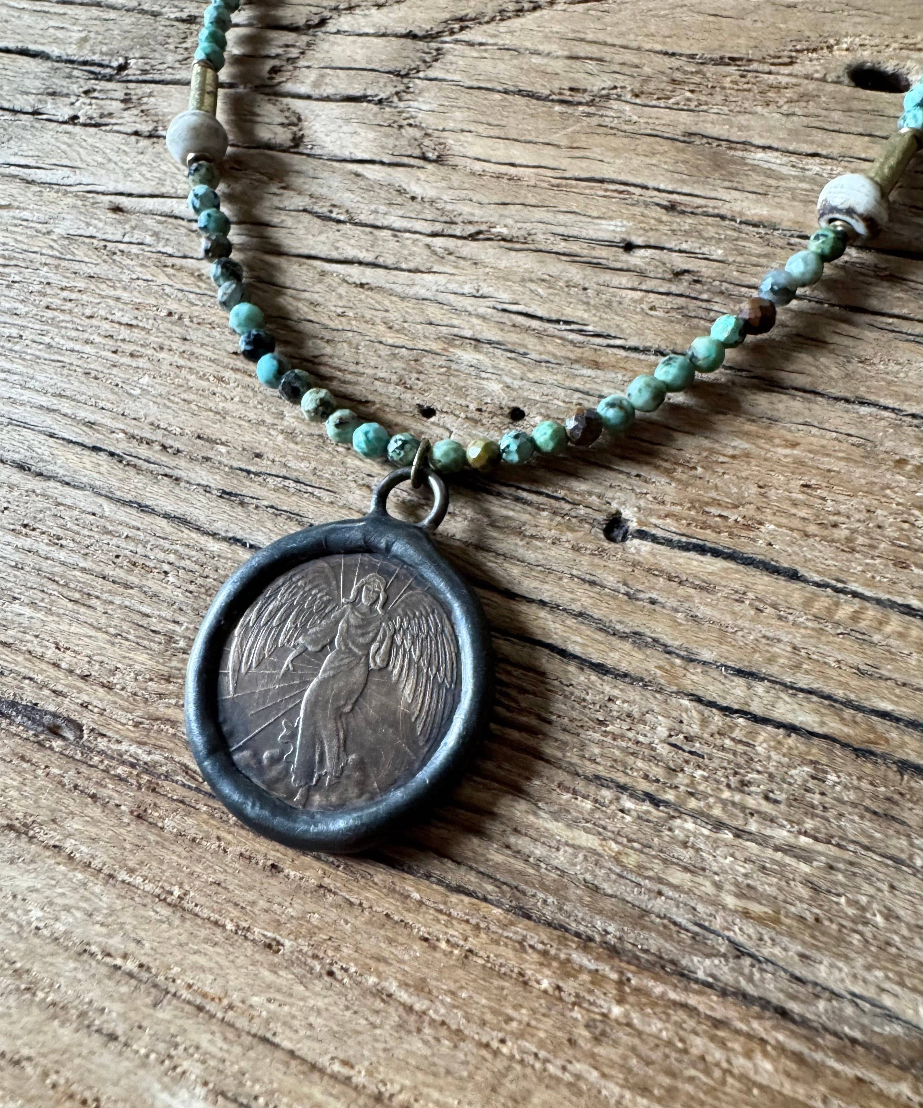 Turquoise Guardian Angel Necklace