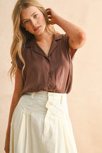 Button Down Rolled Sleeve Shirt