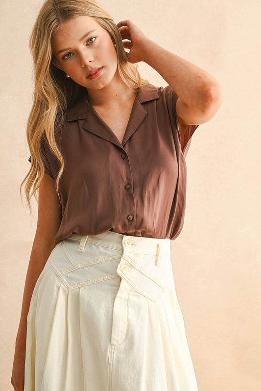Button Down Rolled Sleeve Shirt