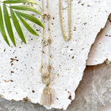 Gold & Crystal Lock Necklace