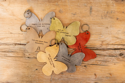 Leather Butterfly Keychains