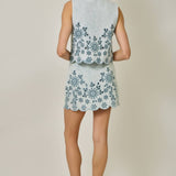 71099 Embroidered Eyelet Washed Skort