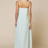 Stripe Print Pleated Spaghetti Straps Maxi Dress