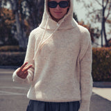 Ribbed Knit Sweater & Hooded Scarf Set
