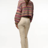 Multicolored Crop Knit Cardi