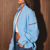ZIPPER FRONT SWEATER JACKET