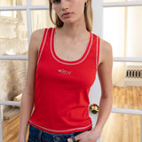 Contrast Stitch Fish Patch Rib Tank - RTK1094