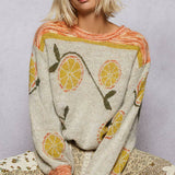 Orange Print Sweater
