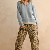 T5147   COLOR COMBO V-NECK SWEATER TOP