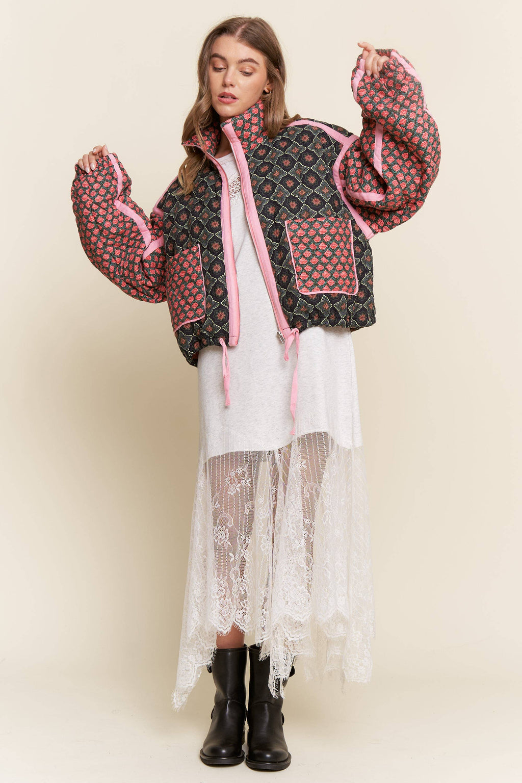 Rose Patterned Padded Jacket