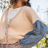Ivory Contrast Knit Cardigan