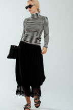 Striped Turtleneck Knit Top